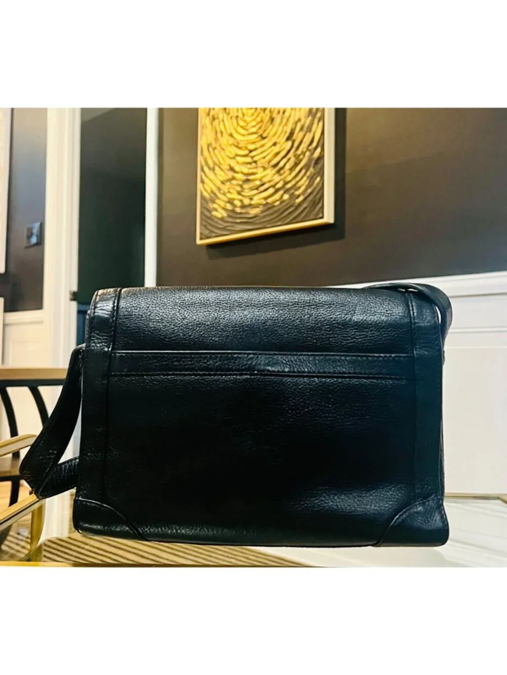✺ AUTHENTIC TORY BURCH BLACK LEATHER VINTAGE ROBINSON SHOULDER BAG WITH ADJUSTAB